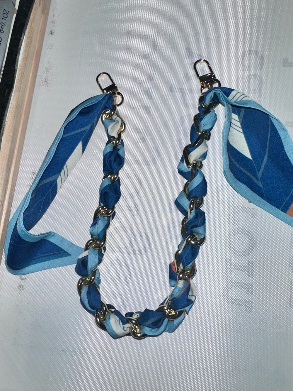New Blue Braided Scarf Chain for bags, purses, crossbody, or to wear with jeans